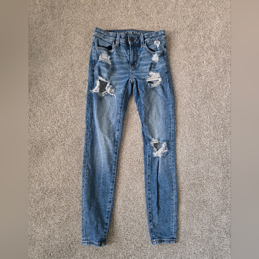 American Eagle Outfitters Women's Distressed Super Stretch Jegging Sz 00 Short